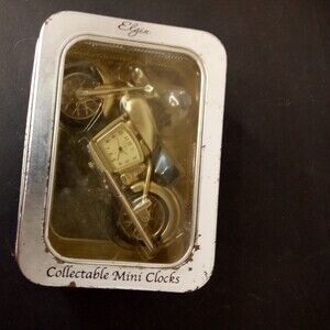 Elgin Mini Motorcycle Collectable Clock - Silver w/ Original Box‎ & Instructions
